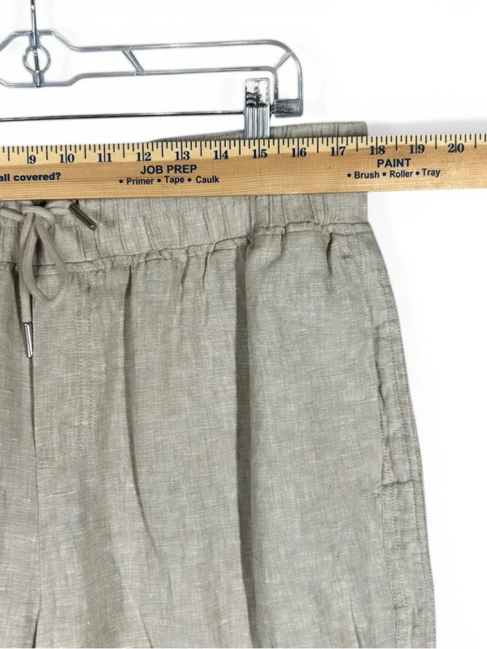 Quince Beige Drawstring Linen-Blend Trousers